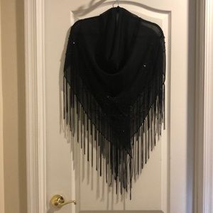 Bijoux Terner Black Sheer Fringed Scarf